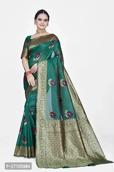 Stylish Art Silk Green Saree with Blouse piece For Women