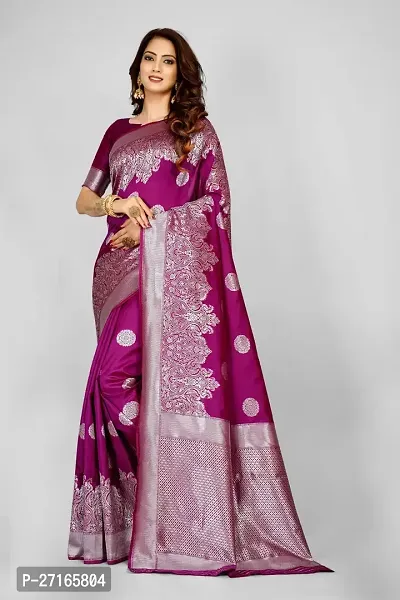 Stylish Art Silk Purple Saree with Blouse piece For Women