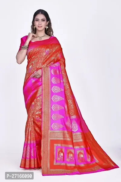 Stylish Art Silk Pink Saree with Blouse piece For Women