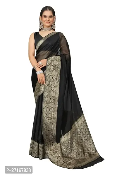 Stylish Organza Multicoloured Saree with Blouse piece For Women-thumb0