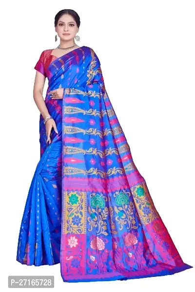 Stylish Art Silk Royal Blue Saree with Blouse piece For Women