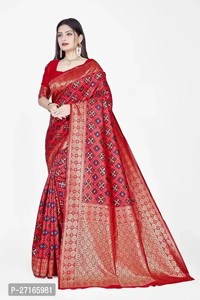 Stylish Art Silk Red Saree with Blouse piece For Women-thumb0