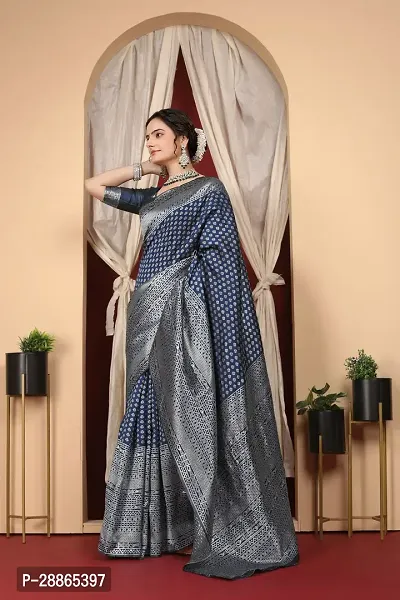 Stylish Grey Art Silk Saree with Blouse piece For Women-thumb2