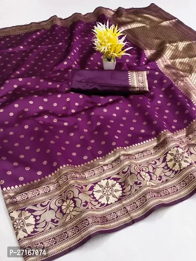 Stylish Art Silk Purple Saree with Blouse piece For Women-thumb0