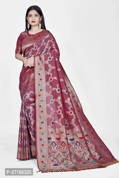 Stylish Art Silk Purple Saree with Blouse piece For Women-thumb0