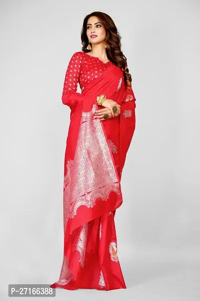 Stylish Art Silk Red Saree with Blouse piece For Women-thumb0