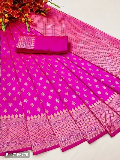 Stylish Art Silk Pink Saree with Blouse piece For Women-thumb0