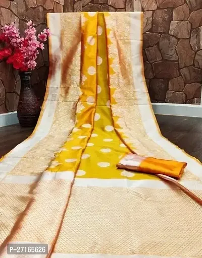 Stylish Art Silk Golden Saree with Blouse piece For Women-thumb0