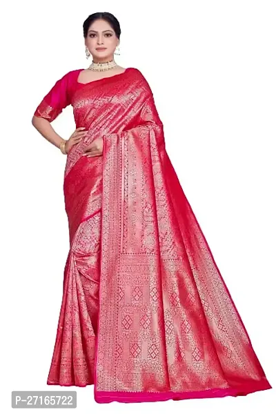 Stylish Art Silk Pink Saree with Blouse piece For Women