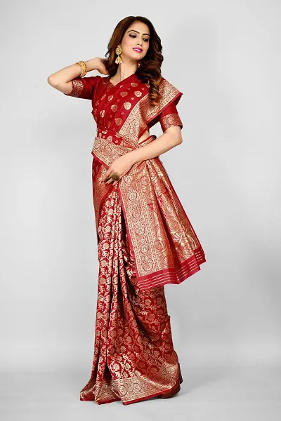 Beautiful Art Silk Jacquard Saree with Blouse Piece For Women