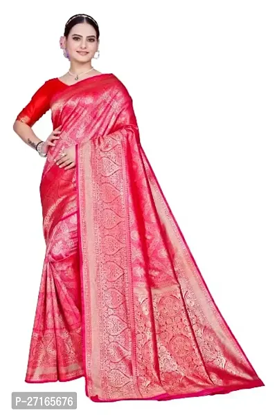 Stylish Art Silk Pink Saree with Blouse piece For Women-thumb0