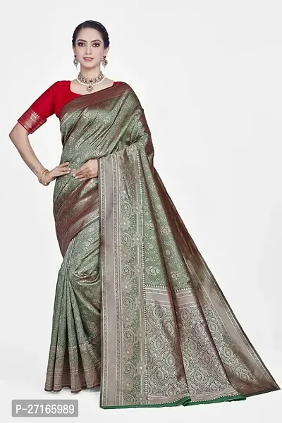 Stylish Art Silk Green Saree with Blouse piece For Women