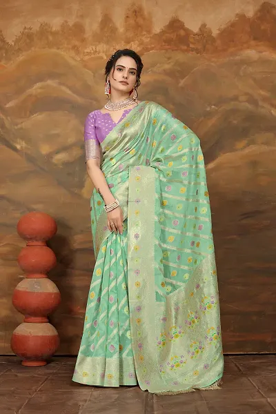 Trending Organza Saree with Blouse piece 