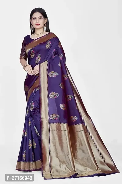 Stylish Art Silk Purple Saree with Blouse piece For Women-thumb0