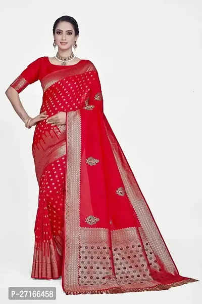 Stylish Art Silk Red Saree with Blouse piece For Women