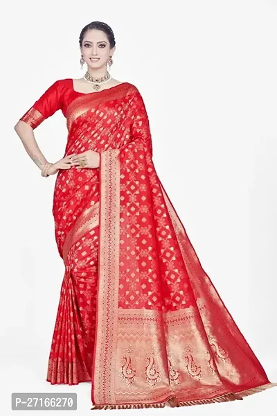 Stylish Art Silk Red Saree with Blouse piece For Women