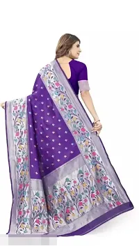 Stylish Purple Art Silk Saree with Blouse piece For Women-thumb1