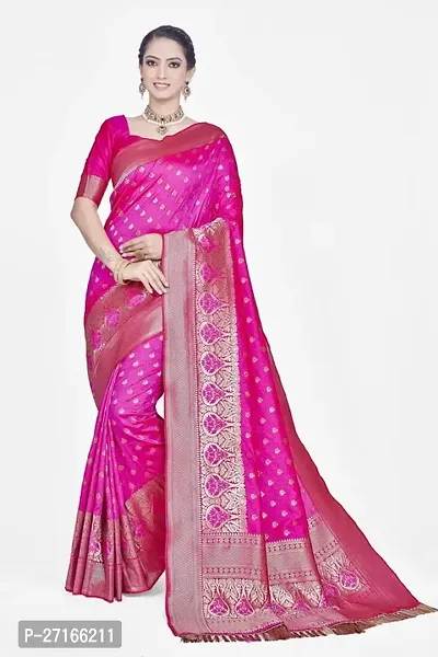 Stylish Art Silk Pink Saree with Blouse piece For Women-thumb0