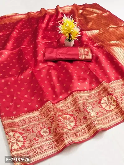 Stylish Art Silk Red Saree with Blouse piece For Women