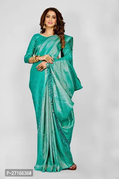 Stylish Art Silk Green Saree with Blouse piece For Women