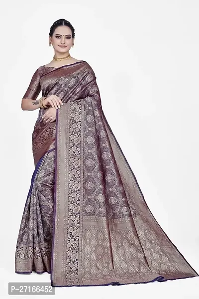 Stylish Art Silk Purple Saree with Blouse piece For Women-thumb0