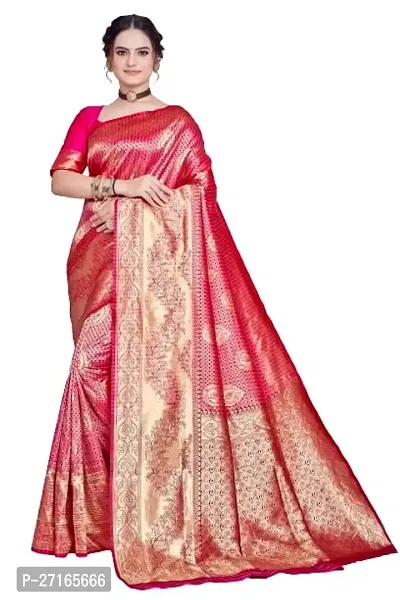 Stylish Art Silk Pink Saree with Blouse piece For Women