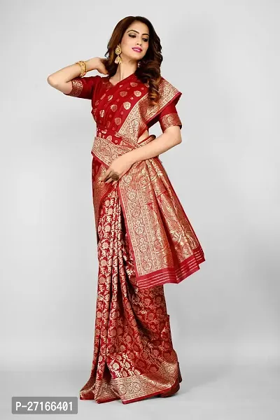 Stylish Art Silk Maroon Saree with Blouse piece For Women-thumb0