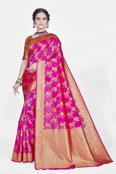 Stylish Art Silk Woven Design Saree with Blouse piece