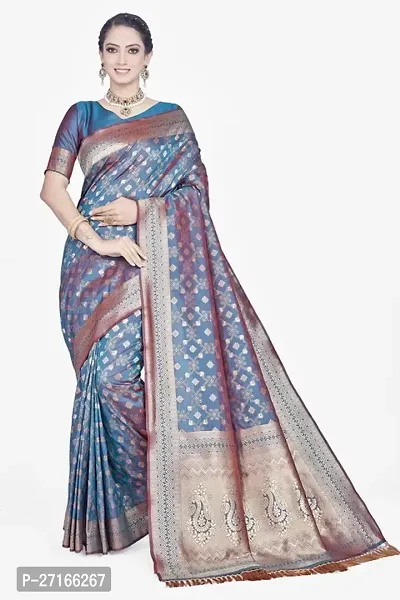 Stylish Art Silk Multicoloured Saree with Blouse piece For Women-thumb0