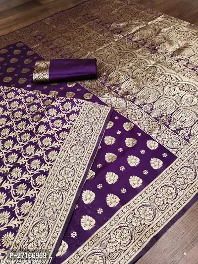 Stylish Art Silk Purple Saree with Blouse piece For Women-thumb0