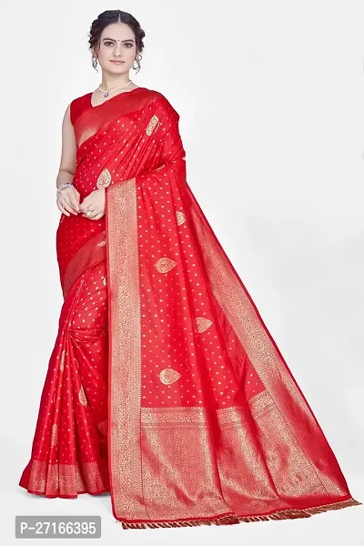 Stylish Art Silk Red Saree with Blouse piece For Women