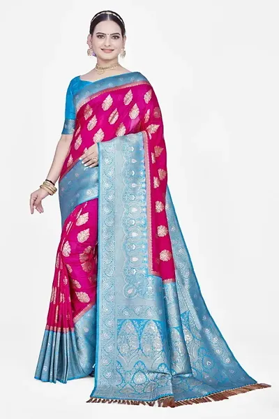 Woven Banarasi Art Silk Saree (N BLUE-RANI)