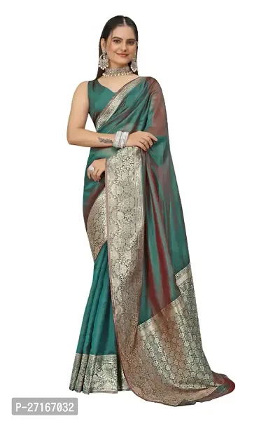 Stylish Organza Multicoloured Saree with Blouse piece For Women-thumb0