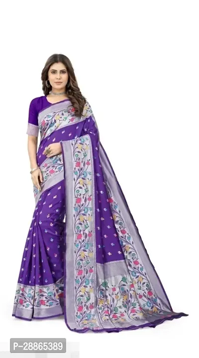 Stylish Purple Art Silk Saree with Blouse piece For Women