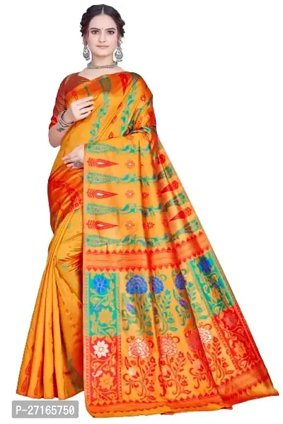 Stylish Art Silk Yellow Saree with Blouse piece For Women