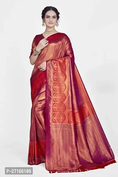 Stylish Art Silk Purple Saree with Blouse piece For Women-thumb0