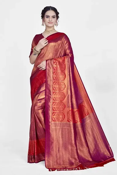 Beautiful Organza Jacquard Saree with Blouse Piece For Women