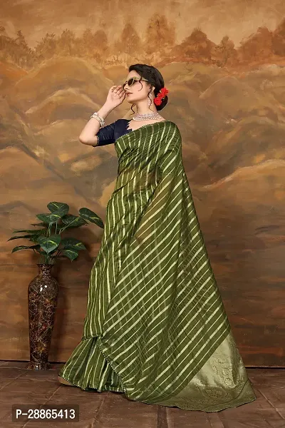 Stylish Green Art Silk Saree with Blouse piece For Women-thumb2