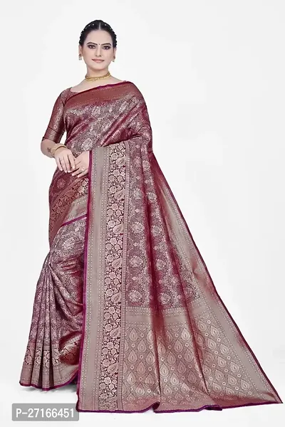 Stylish Art Silk Purple Saree with Blouse piece For Women-thumb0