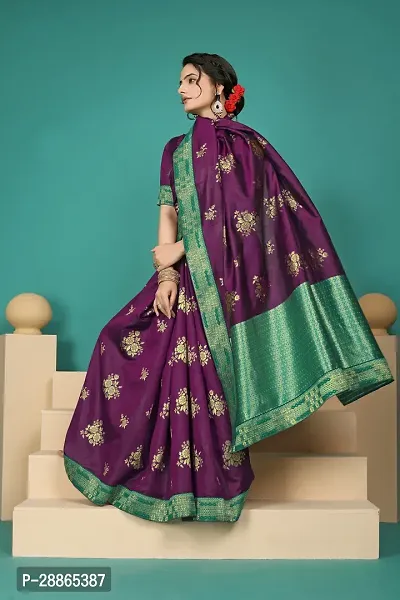 Stylish Purple Art Silk Saree with Blouse piece For Women-thumb2