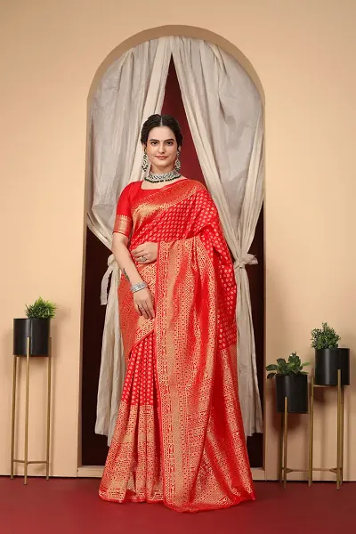 Must Have Art Silk Saree with Blouse piece 