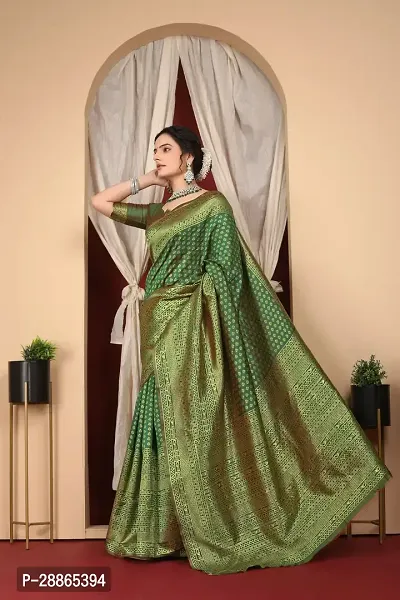 Stylish Green Art Silk Saree with Blouse piece For Women-thumb2