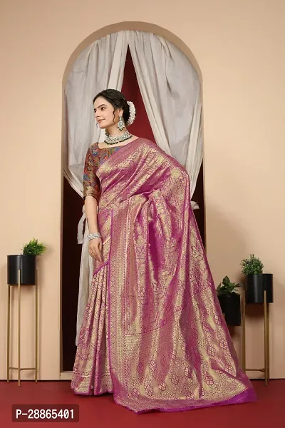 Stylish Pink Art Silk Saree with Blouse piece For Women-thumb2