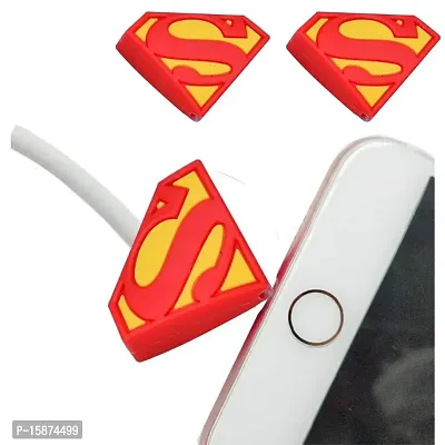 CRYSENDO Cable Cord Protector Saver for Any Data Cable Wire for Samsung Oneplus Android USB Micro USB C Type Cables (Pack of 2) (Superman)-thumb0