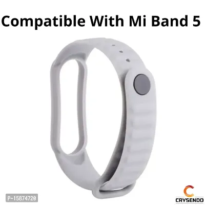 Crysendo Strap Band Compatible with Mi Band 5 (Not for Mi1/2/3/4) (Design Grey)-thumb2