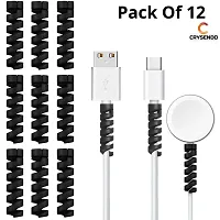 CRYSENDO Cable Cord Protector Saver for Any Data Cable Wire for Samsung Oneplus Android USB Micro USB C Type Cables (Pack of 12 (Winder - Black))-thumb1