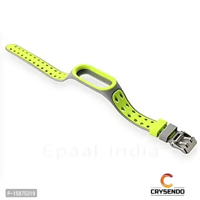 Crysendo Strap Band Compatible with Mi Band 5 (Not for Mi1/2/3/4) (Italian Rubber, Green  Grey)-thumb2