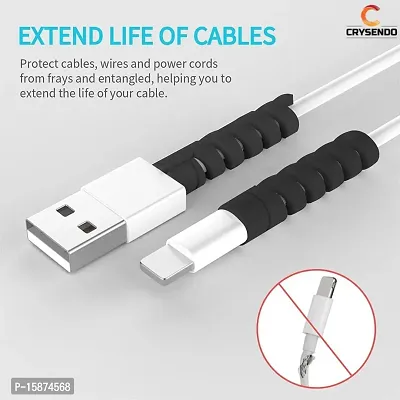CRYSENDO Cable Cord Protector Saver for Any Data Cable Wire for Samsung Oneplus Android USB Micro USB C Type Cables (Pack of 12 (Winder - Black))-thumb3