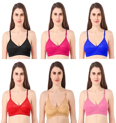 Multicoloured Non Wired T-Shirt Bras(Pack of 6)
