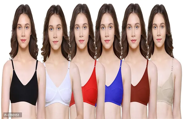 Multicoloured Cotton Solid Bras For Women